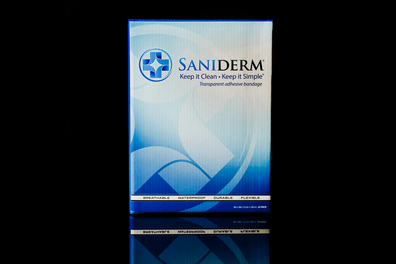 Saniderm 6 in by 8 in tattoo aftercare bandage personal pack product image.